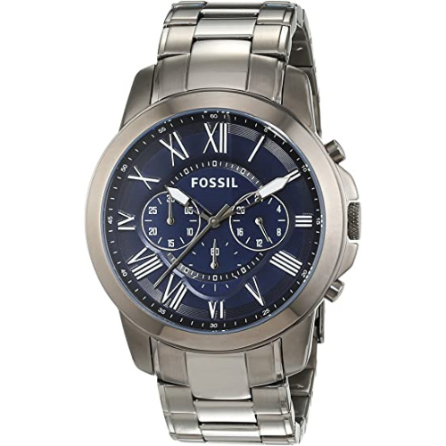 Fossil FS4831 Men's Stainless Steel Analog Blue Dial Quartz Wrist Watch 