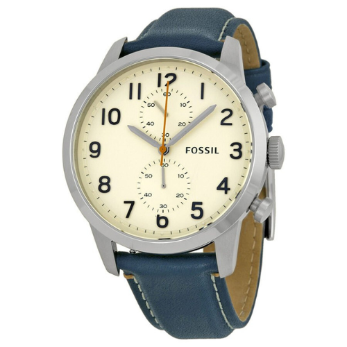 Fossil Townsman Chronograph White Dial Blue Leather Men's Watch FS4932