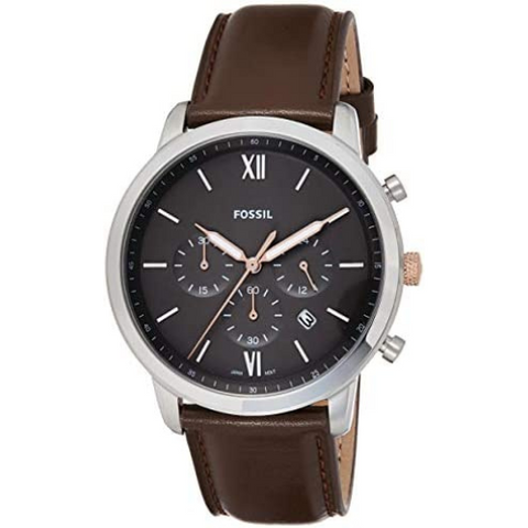 Fossil Men's Black Dial Leather Band Watch - FS5408
