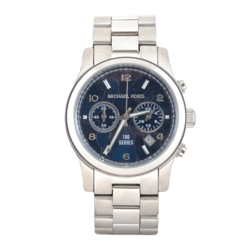 Michael Kors Hunger Stop Chronographe Cadran Bleu Argent Montre Femme MK5814