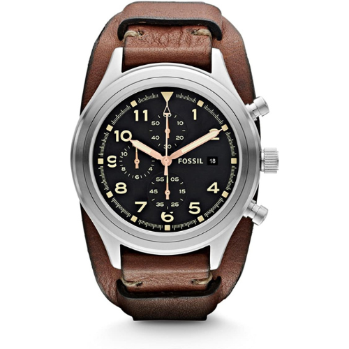 Fossil Compass JR1432 Men's Quartz Brown Leather Watch, Black, Fashion.