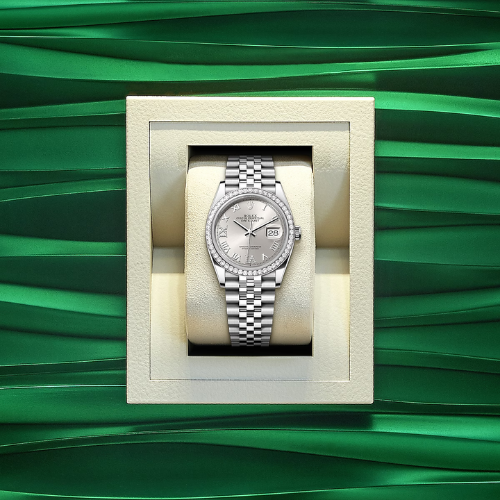 Rolex silver set with diamonds 126284RBR