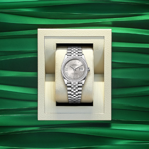 Rolex silver set with diamonds 126284RBR