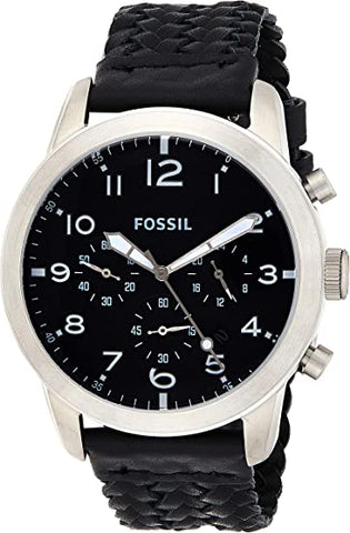 Fossil Men's Fs5181 Pilot 54 Chronograph Black Leather Watch, Analog Display