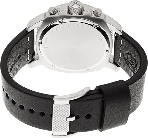 Fossil Modern Machine For Men - Analog Leather Band Watch - Fs4928, Black Band
