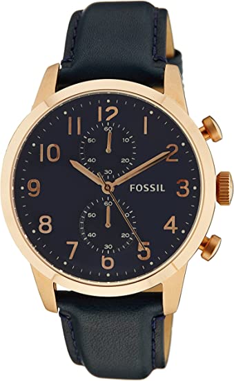 Fossil Townsman Men's Blue Dial Leather Band Chronograph Watch - Fs4933, Analog Display