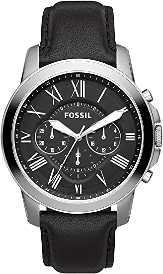 Fossil Leather Mens Quartz Watch FS4812
