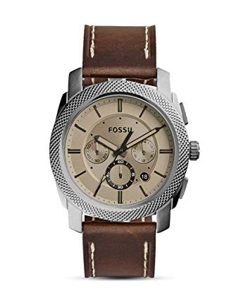 Fossil stainless steel 50 m analogue watch, FS5215 Machine men's chronograph watch – brown